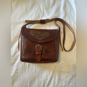 Brown Leather Crossbody Bag Authentic Mexican Style